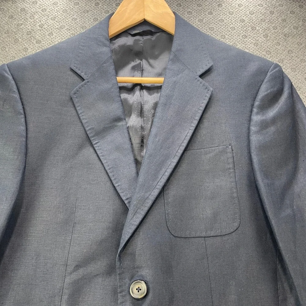 Banana Republic Mens Navy Blue 100% Linen 2-Button Blazer Sport Coat 40R